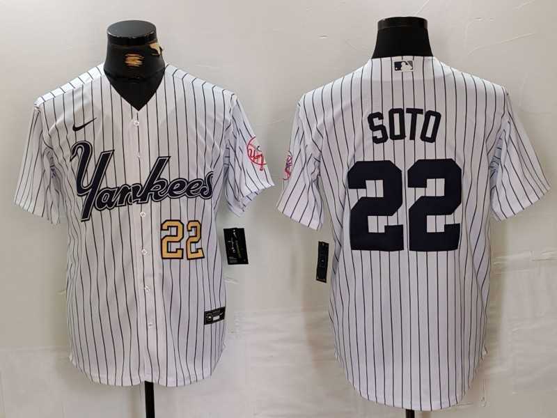 Men's New York Yankees #22 Juan Soto White Pinstripe Fashion Cool Base Jerseys,We sell and wholesale Men's New York Yankees #22 Juan Soto White Pinstripe Fashion Cool Base Jerseys on line form chian!